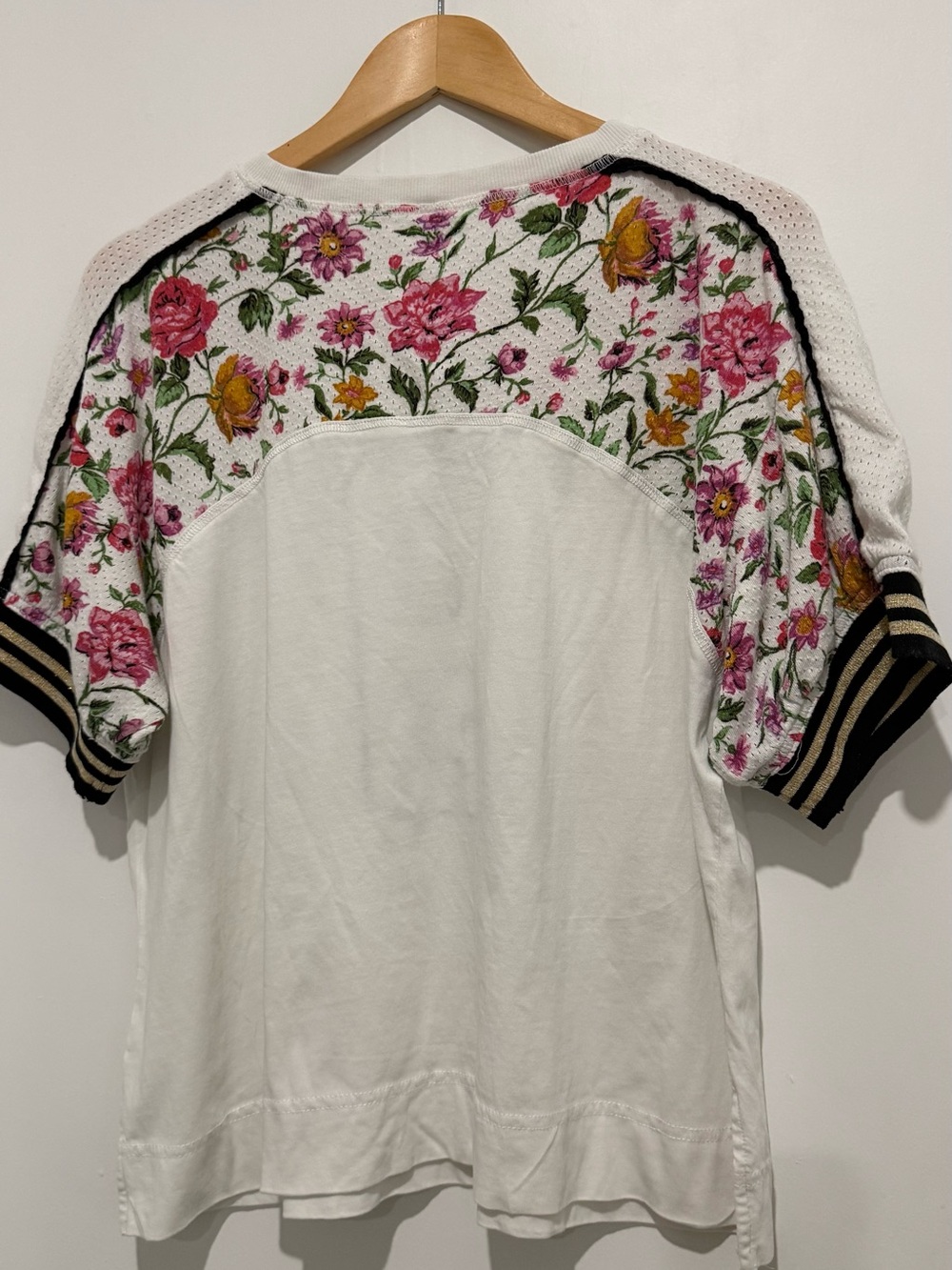 Anthropologie Daily Practice Mesh Short-Sleeve Tee with Number 9 Appliqué - Picture 5 of 9